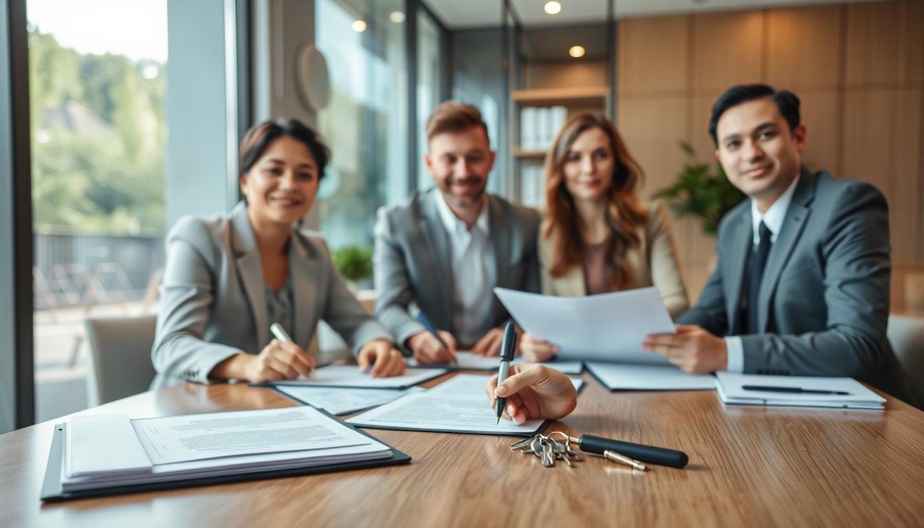 Family reviewing legal documents